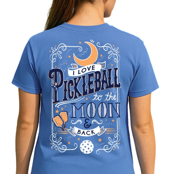 I Love Pickleball to the Moon and Back Shirt, Celestial Pickleball Graphic Tee - Picture 2 of 4